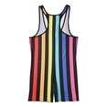 thumbnail image 4 of YONGHS Men Striped Wrestling Singlet Bodysuit Weight Lifting Stretchy Workout Sportwear Jumpsuit Rainbow S, 4 of 7