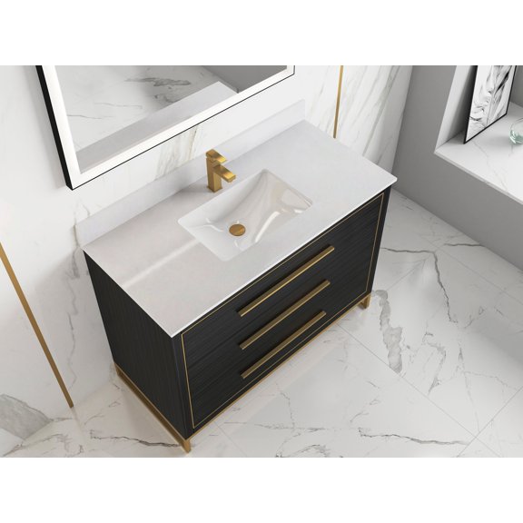 Alma Barsalona 48" Bathroom Vanity Dawn grey , Golden Brass Hardware