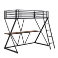 thumbnail image 5 of TOPCHANCES Twin Loft Bed with Desk Loft Bed with Ladder and Full-Length Guardrails X-Shaped Frame Bed  - Black & Brown, 5 of 21