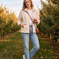 thumbnail image 4 of Sorvello Women's Lightweight Fleece Lined Jacket, Long Sleeve Casual Fall Outerwear With Pockets White L, 4 of 7