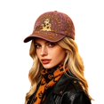 thumbnail image 6 of CAIXIA 3D Halloween Embroidered Baseball Cap for Women, Adjustable Cotton Hat with Witch, Ghost, Pumpkin & Bat Design,One Size, 6 of 6