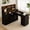 Black, variant on Advwin L-Shaped Manicure Table with Dust Collector, Mobile Desktop & LED Light, Nail Tech Desk with Glass Display Rack, Storage Cabinets & Drawers for Home Spa Beauty Salon Nail Station, Black