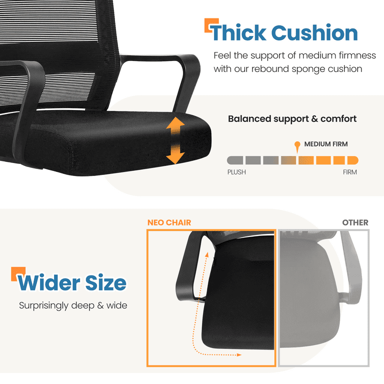 Neo Chair MB-7 Ergonomic Mid Back Adjustable Mesh Home Office  