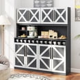 thumbnail image 2 of Gymax 63'' Wide Kitchen Buffet Hutch w/4 Cabinets 2 Open Shelves & 12-Bottle Wine Rack Dark Gray, 2 of 10