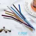 thumbnail image 1 of CAROOTU Straight/Bent Reusable Washable Straw Stainless Steel Colorful Drinking Straws Thickened Long Straw, 1 of 6