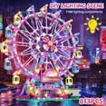 thumbnail image 5 of 813Piece Ferris Wheel Building Set with Fairy Lights, Two-Way Rotation， STEM Learning Toy for Ages 8-12 ，Amusement Park Construction Kit for Boys, Girls, and Adults (Pink), 5 of 6