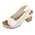thumbnail image 1 of Sandales Ouvertes Confortables pour Femmes avec Design Fleur Creuse Talon Compensé Pantoufles pour Marche d'Été, 1 of 9