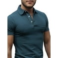 thumbnail image 3 of DYMADE Men's Slim Lapel Short Sleeve T-Shirt Tops, 3 of 4