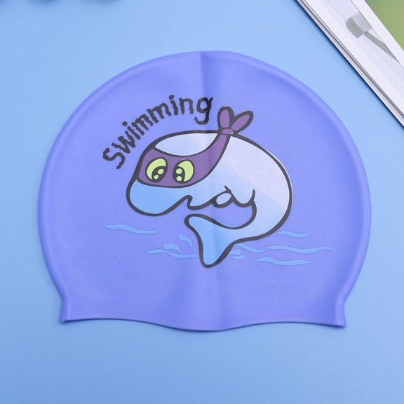 MLINS Swimming Cap Swimmers for Girls Kids Ear Plugs Boy Child Blue