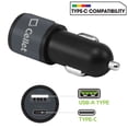 thumbnail image 2 of Cellet Car Charger for Cricket Debut Smart - 10W/2.1A High Powered Dual Port (USB-C and USB-A) Auto Power Adapter with Type-C to Type-C Cable - Grey, 2 of 9