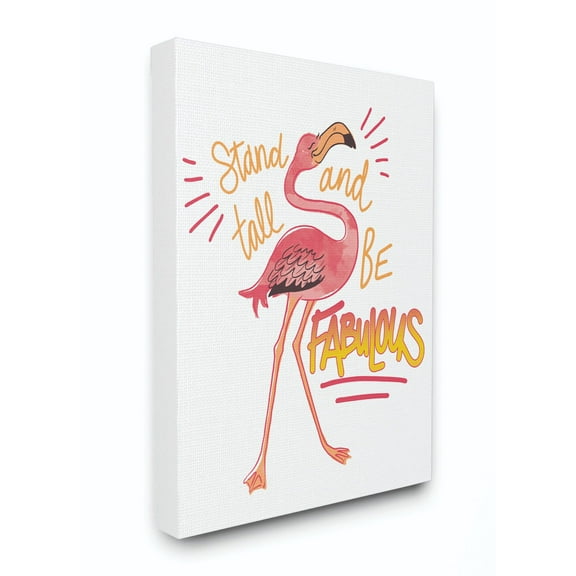Stupell Industries Be Fabulous Flamingo Animal Pink Inspirational Word Design Canvas Wall Art by The Saturday Evening Post