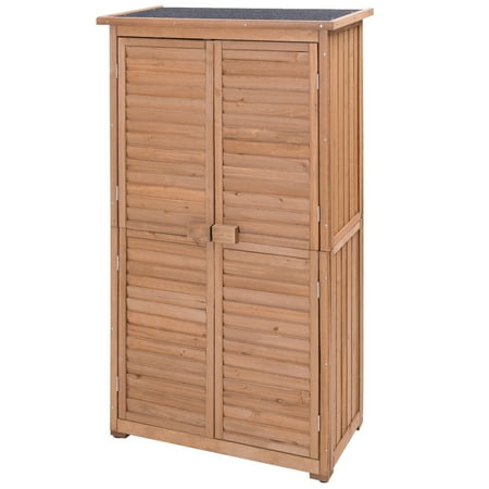 Gymax Outdoor 63" Tall Garden Storage Shed Wooden Tools 