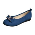 thumbnail image 2 of PPgejGEK Chaussures Plates à Talon Bas pour Femmes, Mode Décontractée Printemps et Été, Bout Rond avec Nœud, Respirantes, Bleues 7.5, 2 of 5