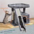 thumbnail image 2 of Small Cat Tree for Indoor Cats, Cat Tower with Scratching Post and Board, Cat House with Perch for Kitten, Stable Condo and Stand (Light Grey), 2 of 14