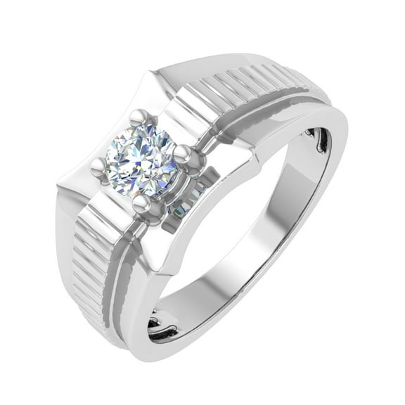 1/2 Carat 4-Prong Set Diamond Solitaire Men's Wedding Band Ring in 14K White Gold (Ring Size 11.75)
