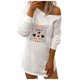 thumbnail image 1 of Mini vestido de manga larga con escote ancho y estampado de letras Tie-dye para mujer, vestido básico adelgazante delgado Fridja  fksj1719, 1 of 4