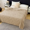 thumbnail image 5 of AuroraX Floral Bed Blanket Twin/Twin-Xl Size Cute Soft Brushed Microfiber Throw Blankets Cozy Breathable Warm Lightweight Tufted Blankets for Bedroom Dorm Sofa All-Season,Khaki, 5 of 6