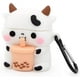thumbnail image 1 of Boba Tea Cow - Funda divertida con diseño de animales de dibujos animados en 3D, PVC suave, protección completa, cubierta de carga a prueba de golpes con mosquetón para Airpods de 1ª generación, 2ª g, 1 of 5