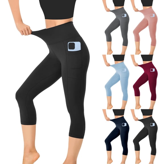 High Waisted Leggings for Women with Pockets Soft Active Tummy Control Pants for Yoga Running Daily Wear Gym Clothes Black L