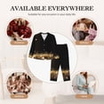 thumbnail image 7 of Salouo Gold Glittering Stars Pattern Women's Pajamas Set Long Sleeve Button Down Sleepwear Soft Pj Lounge Sets for women 2 Piece Pjs Set with Long Pants-XX-Large, 7 of 7