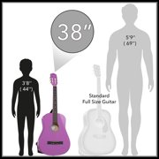 Ashthorpe 38-Inch Beginner Acoustic Guitar - Purple, Complete Starter Kit with Gig Bag, Extra Strings, Strap, and Lessons