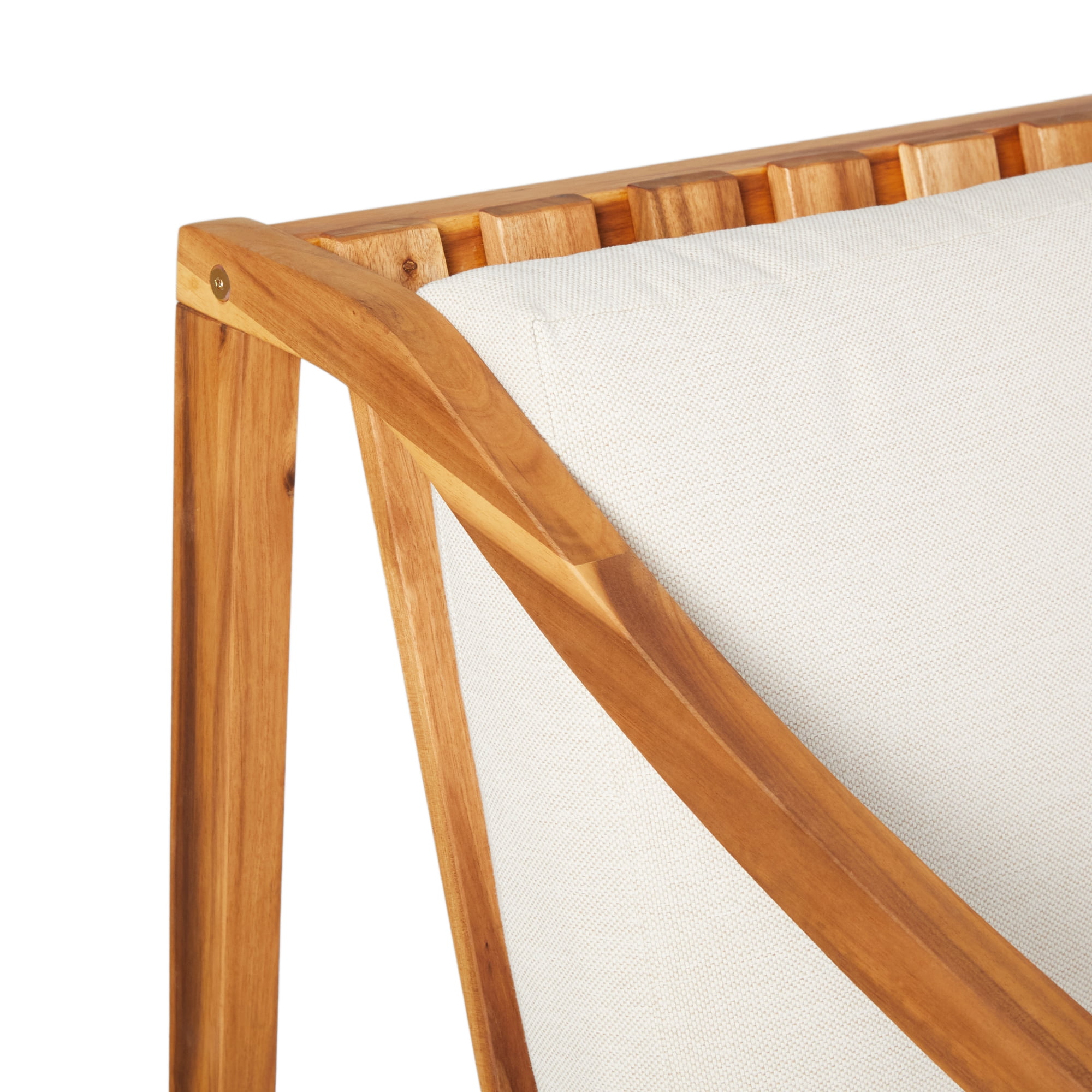 Walker Edison Modern Solid Acacia Wood Weather Resistant Curved Arm Outdoor Club Chair, Natural