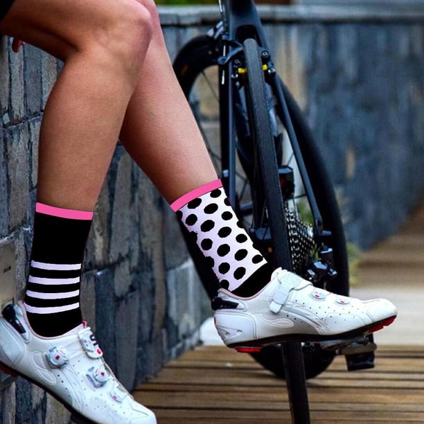 Calcetines Ciclismo Deportes al aire libre Rayas Punto Mujer Hombre Running Negro