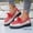 Red, variant on Women's Platform Loafers, Color Block Lace-Up Round Toe Shoes, Comfortable Chunky Sole Casual Flats for Daily Wear, Work, Walking - Black/Red/Blue/Pink/Brown