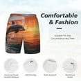 thumbnail image 6 of Picia Sunset Dancing Dolphin B pattern Mens Swim Trunks with Compression Liner Stretch Beach Shorts Quick Dry with Zipper Pockets No-Chafing Board Shorts-Small, 6 of 9