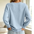 thumbnail image 4 of Womens Knit Sweaters Crewneck Long Sleeved Solid Pullover Sweater Tops Casual Loose Fit Fashion Soft Basic Knitwear, 4 of 6