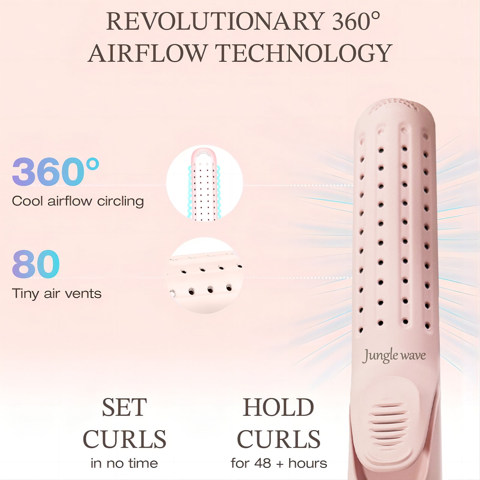 Flat Iron, Jungle Wave 2 in 1 Hair Straightener and Curling Iron, Ionic Ceramic Airflow Styler with 360° Cool Air, 1 inch, Pink