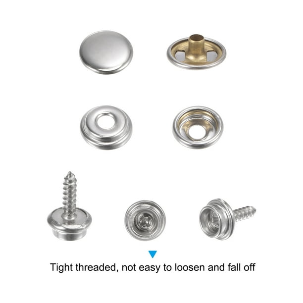 20 Set Stainless Screw Snap Fasteners Kit 15mm Copper Snaps Button for Boat  Canvas with Setting Tool, Silver Tone 