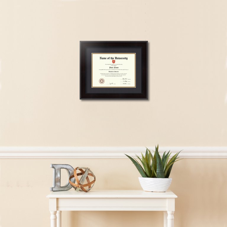 Creative Picture Frames 4-Pack - 11x14 Mahogany & Gold Frame With White Mat, Fits 12x15 Opening (Glass Included)
