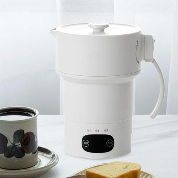 Hervidor de agua eléctrico plegable de silicona para té, café, leche, café con leche, hervidor de agua con asa para fiestas, oficinas, senderismo, acero inoxidable