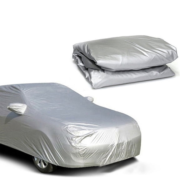 Universal Car Cover Full Coverage Car Cover Waterproof UV Protection Vehicle Cover Outdoor Universal Car Cover Installation Straps Buckle,Silver, XXL 19*5.7*3.9FT