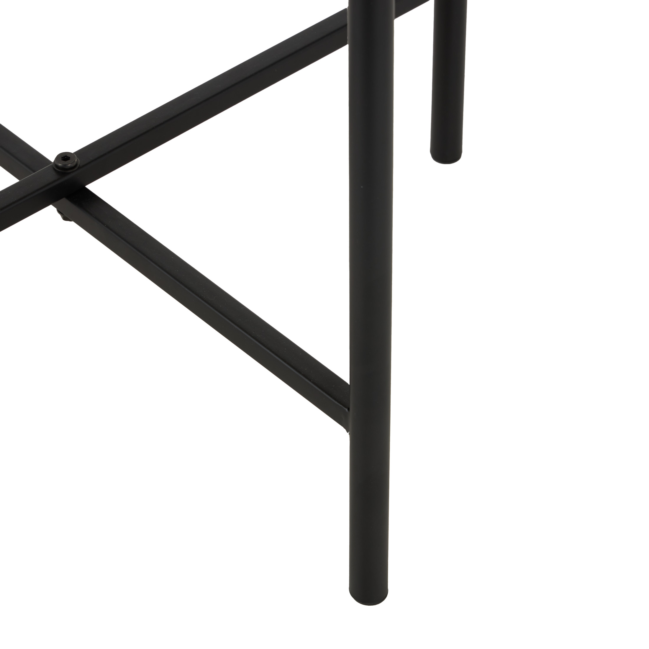 DecMode 19" x 20" Beige Marble Accent Table with Black Metal Support, 1-Piece