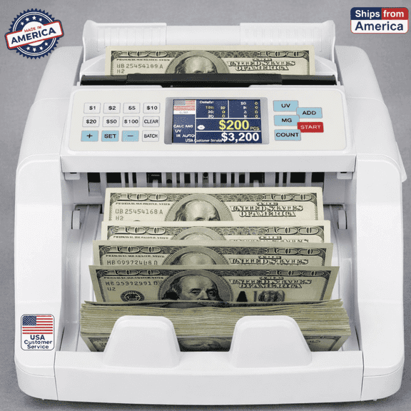 Elite Series Single Denomination Bill Counter and Counterfeit Detector Machine with LCD Display, Black