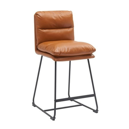 Pemberly Row 26 Counter Stool in Tan Faux Leather (Set of 2)