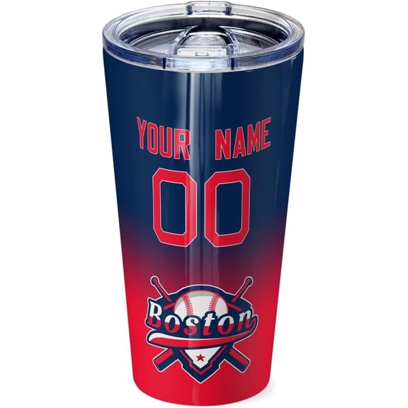 Boston Custom Personalized Stainless Steel Glass Tumbler,Boston Sports Travel Coffee Mug,Boston Car Cup,Custom Name and Number,Classic Gifts for Men Women Fans.