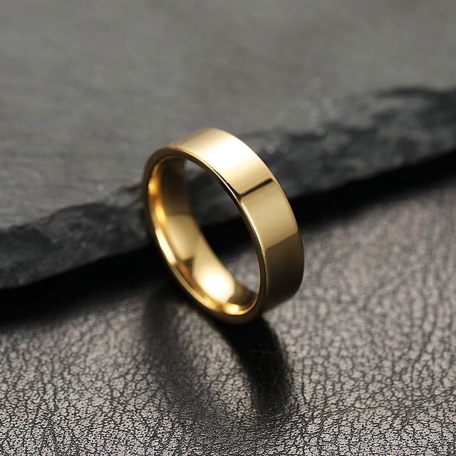 Anillo de acero inoxidable, joyería, bola interior, exterior, plana, personalidad, anillo de pareja de acero de titanio brillante, nicho femenino