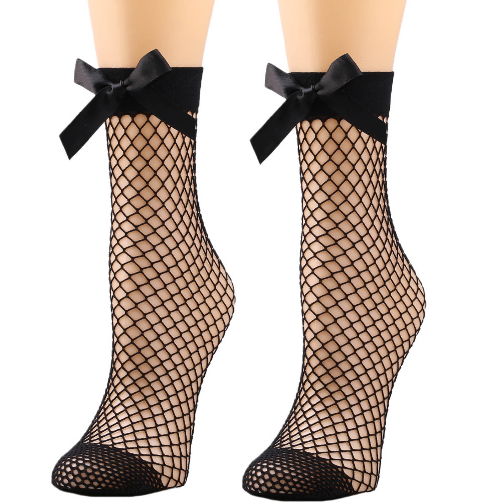 Womens Socks Women Mesh Breathability Big Bow Net Short Fishnet Thin Stockings Christmas Socks on Clearance