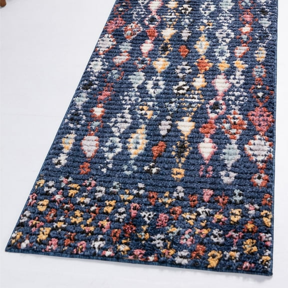 Unique Loom Morocco Collection Area Rug - Medina (2' 2" x 6' 1" Runner Navy Blue/Gray)