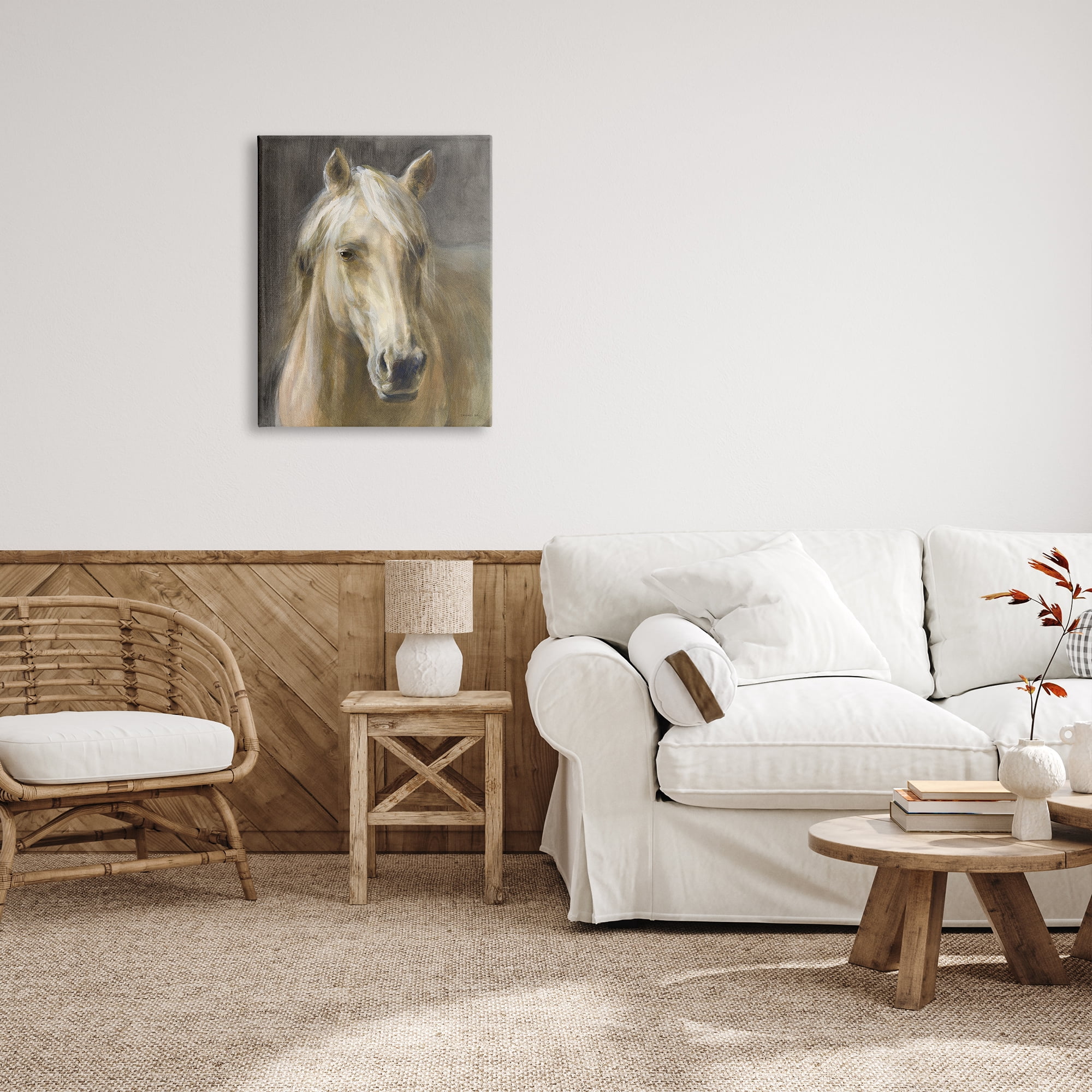 Stupell Industries Palomino Horse Portrait Animals & Insects Painting Gallery Wrapped Canvas Print Wall Art, 24 x 30