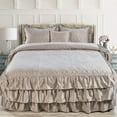 thumbnail image 2 of Home Soft Things 4 Piece Ruffle Matte Satin Bedspread Set - Taupe - King (78" x 80" + 24"), 2 of 7