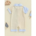 thumbnail image 4 of Musuos Newborn Boy Causal Jumpsuit 0-18Months Summer Short Sleeve Lapel Collar Stripes Print Romper, 4 of 8