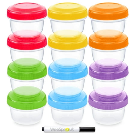 WEESPROUT Leakproof Baby Food Storage | 12 Container Set | Premium BPA Free Small Plastic Containers with Lids | Lock in Nutrients & Flavor | Freezer & Dishwasher Safe | 4oz Snack Containers for