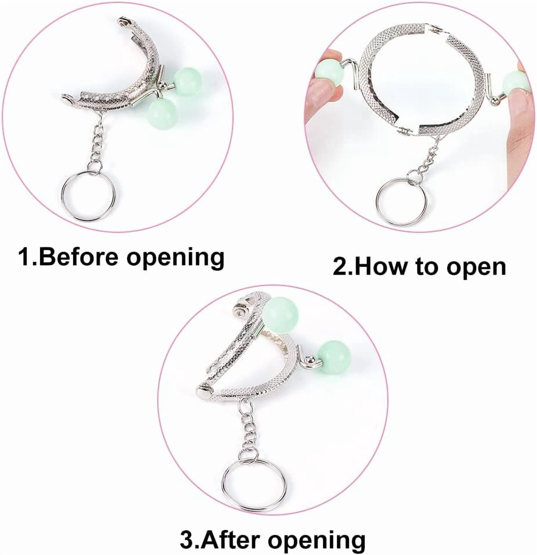 13pcs Purse Frame Bag Kiss Clasp 13 Color Lock Key Ring Coin Bag Metal Frame with Plasitc Beads Ball Purse Handle Set