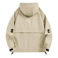 thumbnail image 3 of RYDCOT Men's Solid Color Long Sleeved Hooded Workwear Water Resistant Jacket for Hiking,Fishing,Travel Khaki, 3 of 8