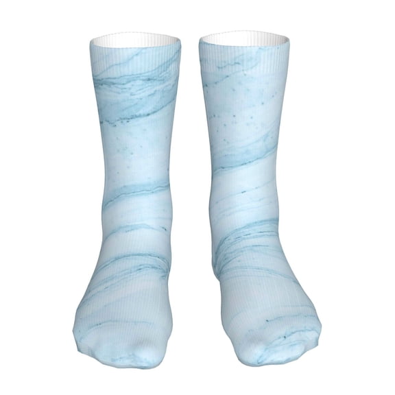 Uemuo Light Blue Marble for 16in Socks, Cotton Socks Sports Socks Knee High Socks Comfortable Socks For Men, Women