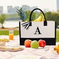 thumbnail image 3 of MyOrganicBag Handmade Cotton Canvas Tote Bag for Women – Embroidered, ISO Certified, Initial Bag (A), 3 of 8